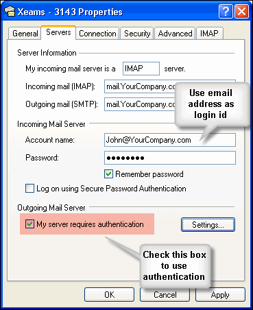 surgemail smtp authentication