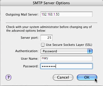 mac mail exchange 2003 outgoing authentication