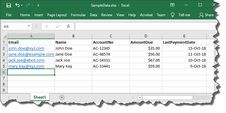 A screenshot demonstrating the preparation of data in MS Excel