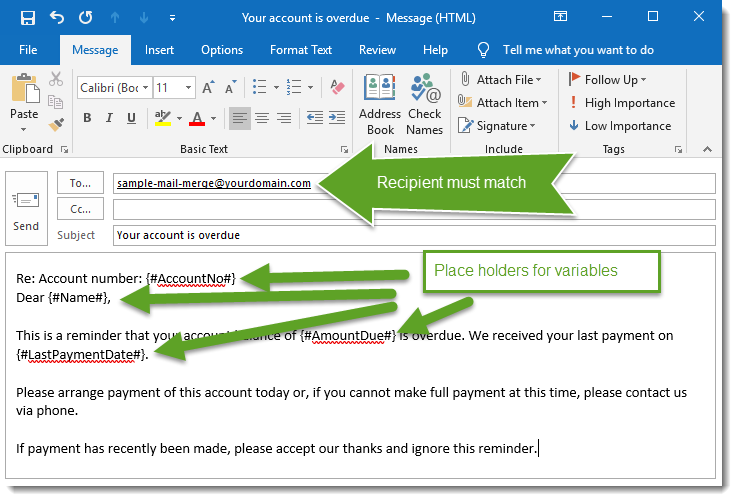 Composing email in MS Outlook