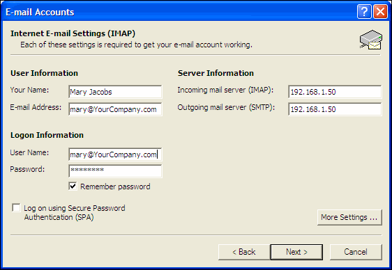 mac email server settings outlook